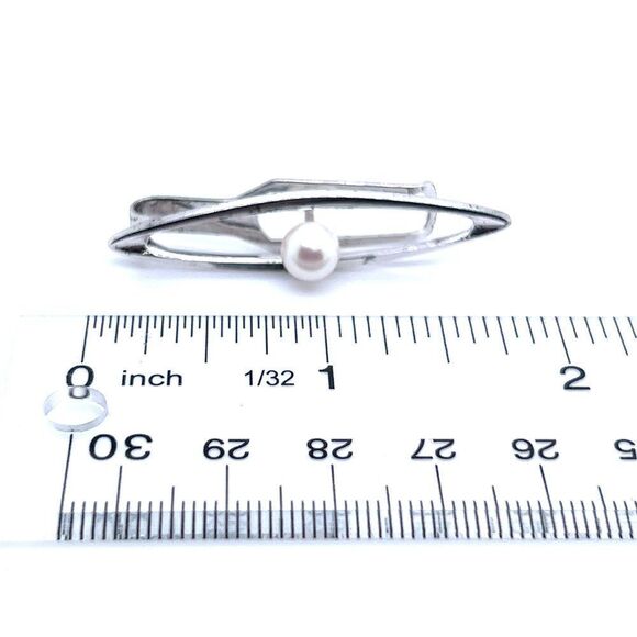 Mikimoto Estate Akoya Pearl Men Tie Clip Silver 7 mm M330 - Picture 5 of 5